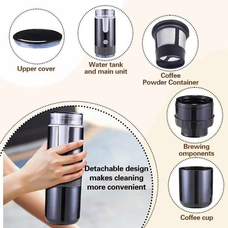 Portable Capsule Coffee Maker Electric Coffee Brewer for Ground Coffee and KCUP Capsule Coffee without Heat Function